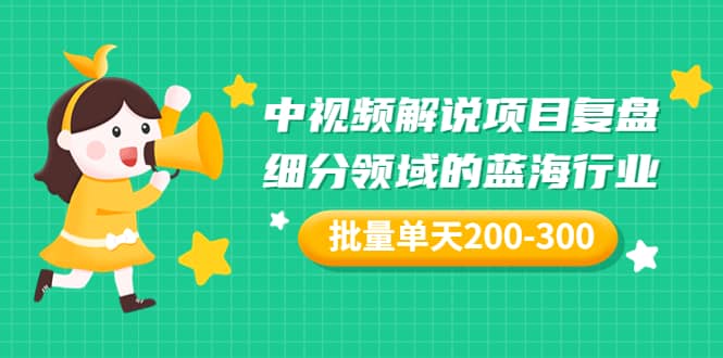 某付费文章：中视频解说项目复盘：细分领域的蓝海行业 批量单天200-300收益赚米吧-网创项目资源站-副业项目-创业项目-搞钱项目赚米吧