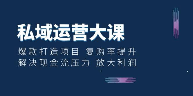 私域运营大课：爆款打造项目 复购率提升 解决现金流压力 放大利润赚米吧-网创项目资源站-副业项目-创业项目-搞钱项目赚米吧