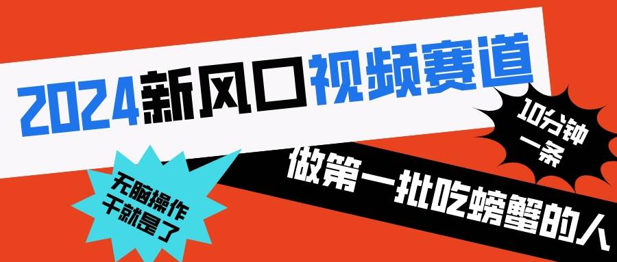 2024新风口视频赛道 做第一批吃螃蟹的人 10分钟一条原创视频 小白无脑操作1赚米吧-网创项目资源站-副业项目-创业项目-搞钱项目赚米吧
