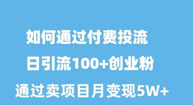 如何通过付费投流日引流100+创业粉月变现5W+赚米吧-网创项目资源站-副业项目-创业项目-搞钱项目赚米吧