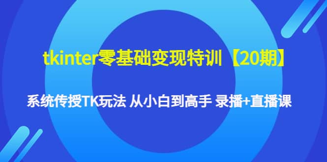tkinter零基础变现特训【20期】系统传授TK玩法 从小白到高手 录播+直播课赚米吧-网创项目资源站-副业项目-创业项目-搞钱项目赚米吧