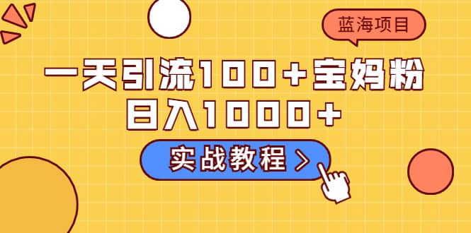 一天引流100+宝妈粉，日入1000+的蓝海项目（实战教程）赚米吧-网创项目资源站-副业项目-创业项目-搞钱项目赚米吧