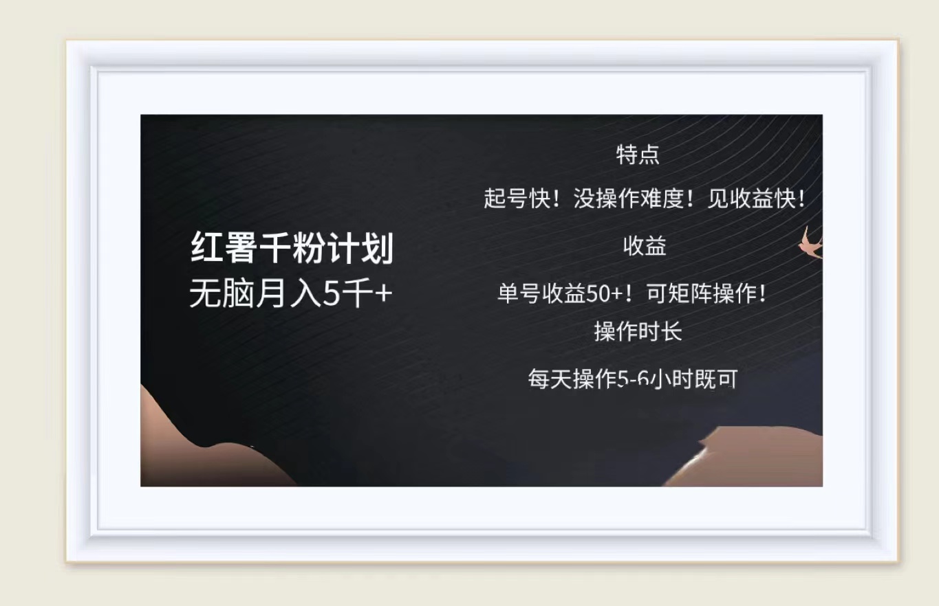 红薯千粉计划无脑月入5千➕！既做既赚！赚米吧-网创项目资源站-副业项目-创业项目-搞钱项目赚米吧