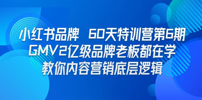 小红书品牌 60天特训营第6期 GMV2亿级品牌老板都在学 教你内容营销底层逻辑赚米吧-网创项目资源站-副业项目-创业项目-搞钱项目赚米吧