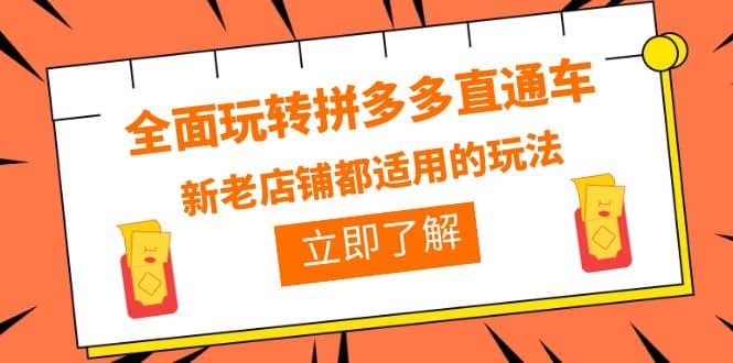 全面玩转拼多多直通车，新老店铺都适用的玩法（12节精华课）赚米吧-网创项目资源站-副业项目-创业项目-搞钱项目赚米吧