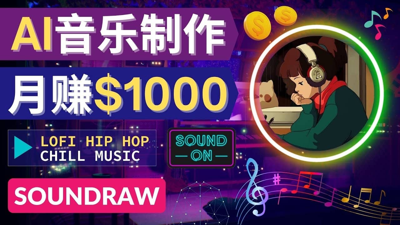 无需任何音乐基础： 使用AI软件制作Lofi Hip Hop Chill Music 月赚1000美元赚米吧-网创项目资源站-副业项目-创业项目-搞钱项目赚米吧