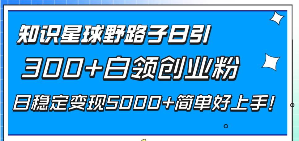 知识星球野路子日引300+白领创业粉，日稳定变现5000+简单好上手！赚米吧-网创项目资源站-副业项目-创业项目-搞钱项目赚米吧
