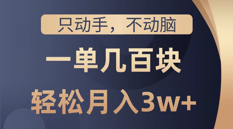 只动手不动脑，一单几百块，轻松月入2w+，看完就能直接操作，详细教程赚米吧-网创项目资源站-副业项目-创业项目-搞钱项目赚米吧