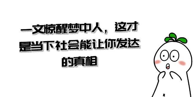 某公众号付费文章《一文 惊醒梦中人，这才是当下社会能让你发达的真相》赚米吧-网创项目资源站-副业项目-创业项目-搞钱项目赚米吧