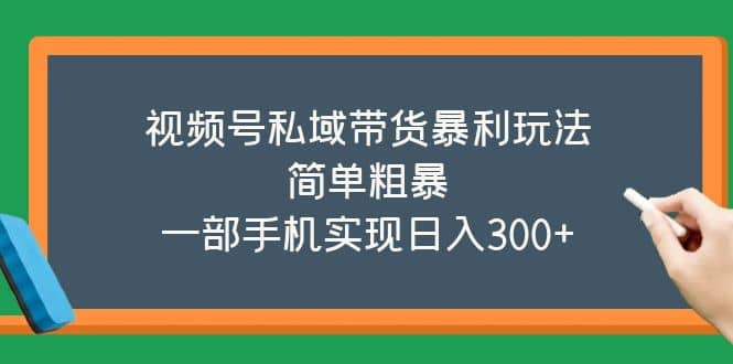 视频号私域带货暴利玩法，简单粗暴赚米吧-网创项目资源站-副业项目-创业项目-搞钱项目赚米吧