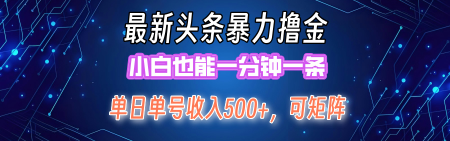 最新头条撸金，小白也能一分钟一条赚米吧-网创项目资源站-副业项目-创业项目-搞钱项目赚米吧