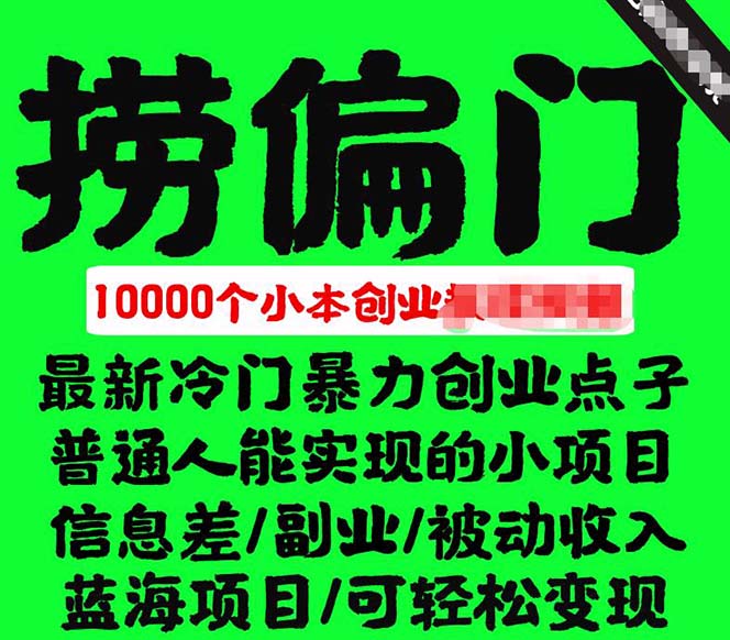 千款捞偏门小本创业小项目，总有一款适合你【无水印】赚米吧-网创项目资源站-副业项目-创业项目-搞钱项目赚米吧