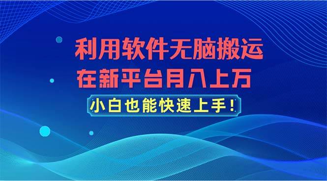 利用软件无脑搬运，在新平台月入上万，小白也能快速上手赚米吧-网创项目资源站-副业项目-创业项目-搞钱项目赚米吧