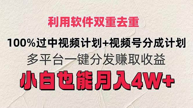 利用软件双重去重，100%过中视频+视频号分成计划小白也可以月入4W+赚米吧-网创项目资源站-副业项目-创业项目-搞钱项目赚米吧