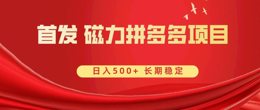 首发 磁力拼多多自撸  日入500+赚米吧-网创项目资源站-副业项目-创业项目-搞钱项目赚米吧
