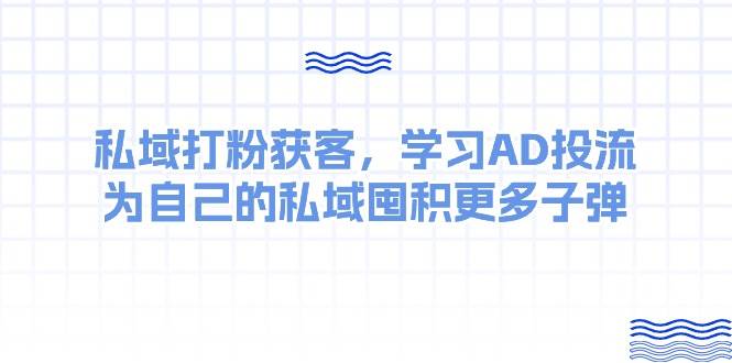 某收费课：私域打粉获客，学习AD投流，为自己的私域囤积更多子弹赚米吧-网创项目资源站-副业项目-创业项目-搞钱项目赚米吧