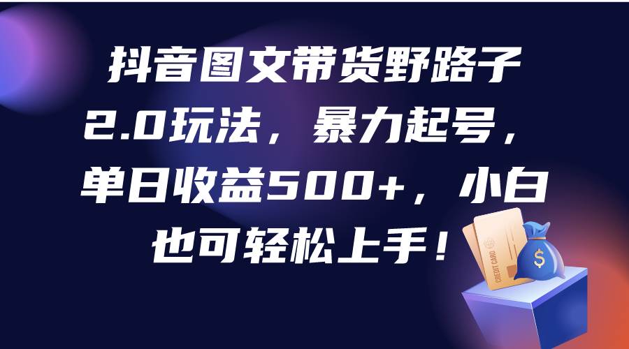 抖音图文带货野路子2.0玩法，暴力起号，单日收益500+，小白也可轻松上手！赚米吧-网创项目资源站-副业项目-创业项目-搞钱项目赚米吧