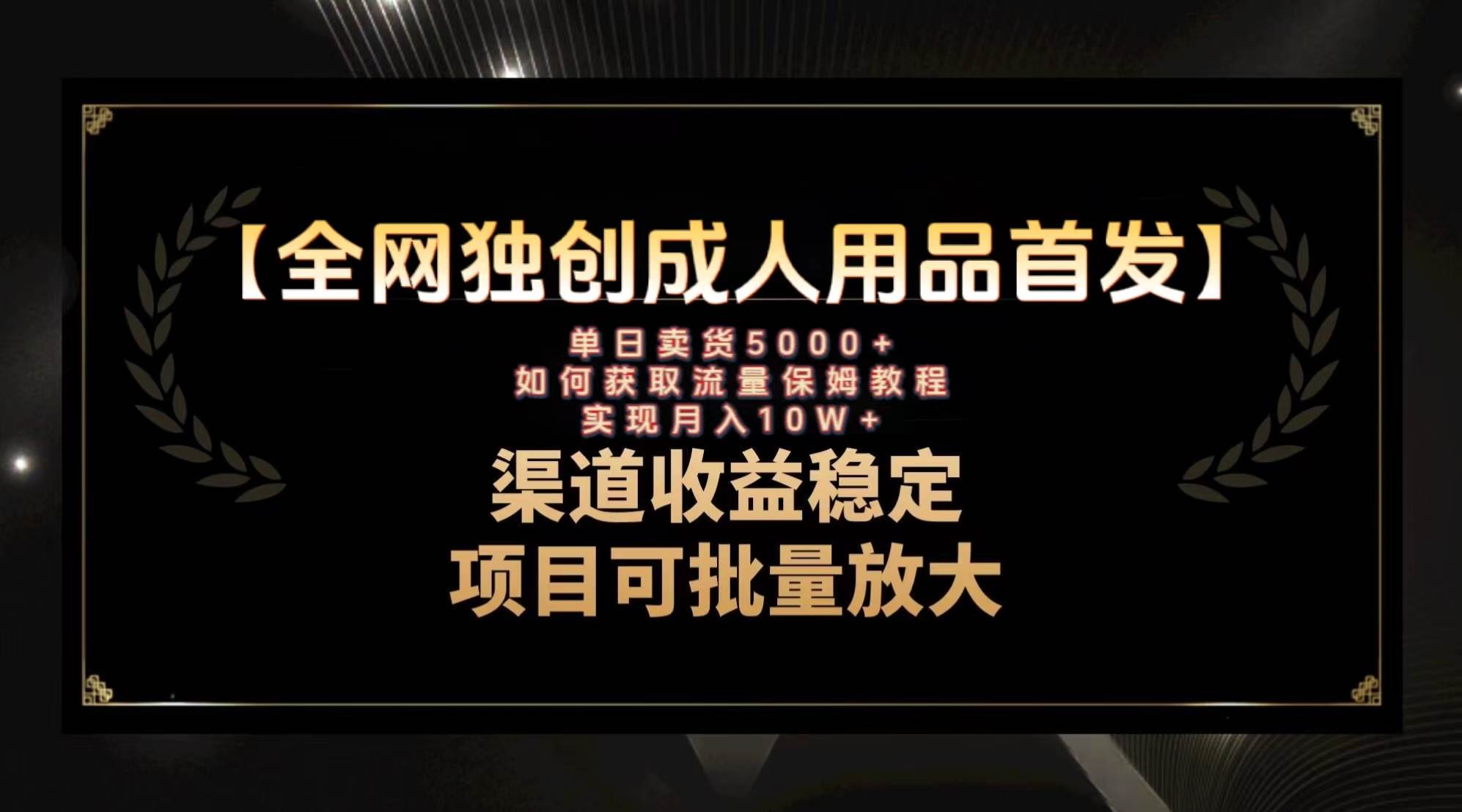 最新全网独创首发，成人用品赛道引流获客，月入10w保姆级教程赚米吧-网创项目资源站-副业项目-创业项目-搞钱项目赚米吧