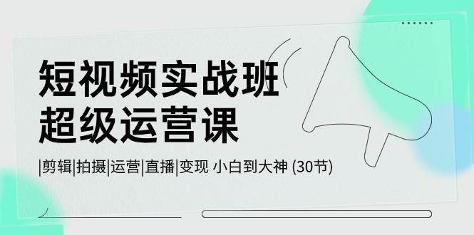 短视频实战班-超级运营课，|剪辑|拍摄|运营|直播|变现 小白到大神 (30节)赚米吧-网创项目资源站-副业项目-创业项目-搞钱项目赚米吧