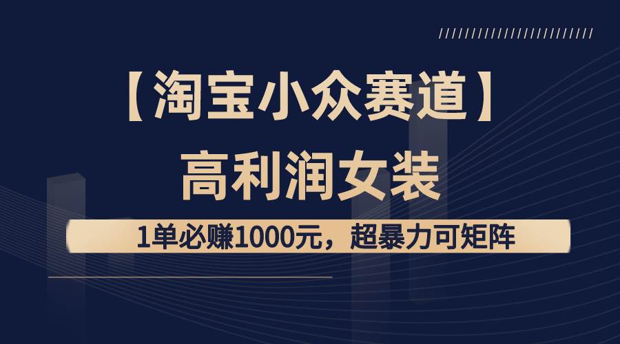 【淘宝小众赛道】高利润女装：1单必赚1000元，超暴力可矩阵赚米吧-网创项目资源站-副业项目-创业项目-搞钱项目赚米吧