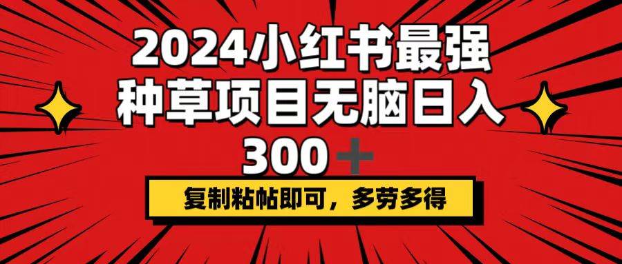 2024小红书最强种草项目，无脑日入300+，复制粘帖即可，多劳多得赚米吧-网创项目资源站-副业项目-创业项目-搞钱项目赚米吧