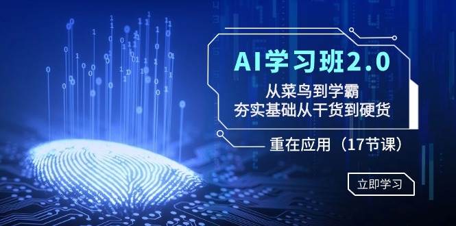 AI学习班2.0：从菜鸟到学霸，夯实基础从干货到硬货，重在应用（17节课）赚米吧-网创项目资源站-副业项目-创业项目-搞钱项目赚米吧