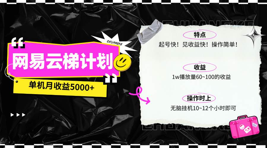 最新网易云梯计划网页版，单机月收益5000+！可放大操作赚米吧-网创项目资源站-副业项目-创业项目-搞钱项目赚米吧