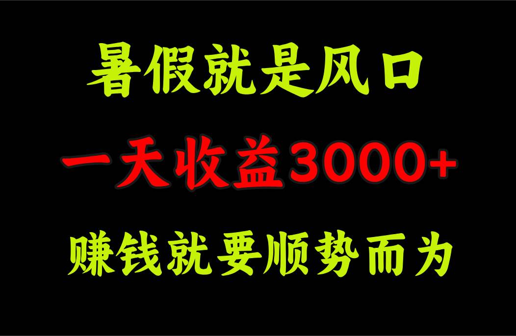一天收益3000+ 赚钱就是顺势而为，暑假就是风口赚米吧-网创项目资源站-副业项目-创业项目-搞钱项目赚米吧