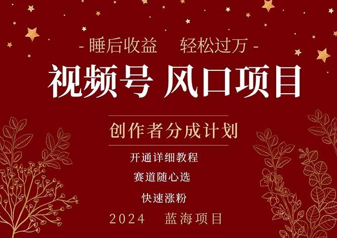 拥有睡眠收益的微信视频号大风口项目，轻松月入过万+，多赛道选择，可…赚米吧-网创项目资源站-副业项目-创业项目-搞钱项目赚米吧