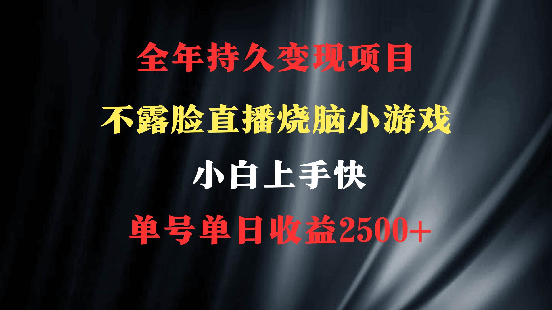 2024年 最优项目，烧脑小游戏不露脸直播  小白上手快 无门槛 一天收益2500+赚米吧-网创项目资源站-副业项目-创业项目-搞钱项目赚米吧