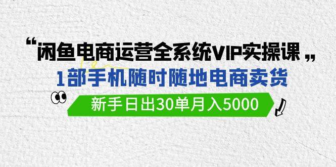 闲鱼电商运营全系统VIP实战课，1部手机随时随地卖货，新手日出30单月入5000赚米吧-网创项目资源站-副业项目-创业项目-搞钱项目赚米吧