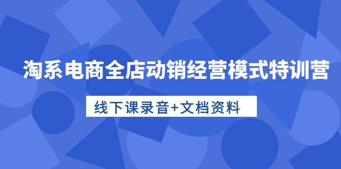 淘系电商全店动销经营模式特训营，线下课录音+文档资料赚米吧-网创项目资源站-副业项目-创业项目-搞钱项目赚米吧