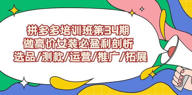 拼多多培训班第34期：做高价女装必盈利剖析  选品/测款/运营/推广/拓展赚米吧-网创项目资源站-副业项目-创业项目-搞钱项目赚米吧