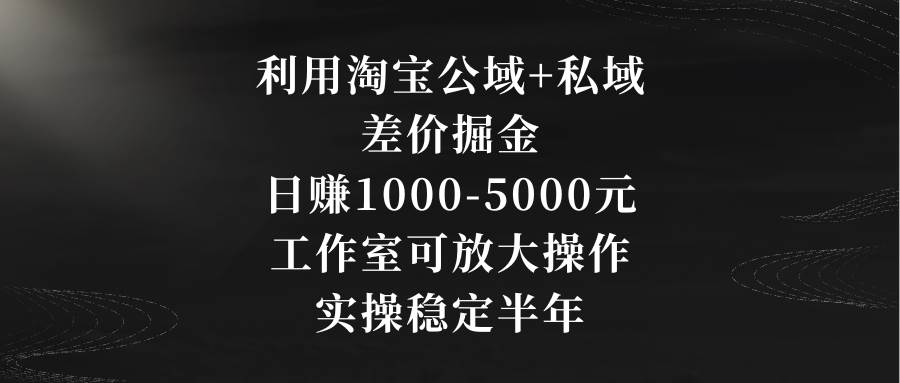利用淘宝公域+私域差价掘金，日赚1000-5000元，工作室可放大操作，实操…赚米吧-网创项目资源站-副业项目-创业项目-搞钱项目赚米吧