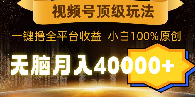 视频号顶级玩法，无脑月入40000+，一键撸全平台收益，纯小白也能100%原创赚米吧-网创项目资源站-副业项目-创业项目-搞钱项目赚米吧