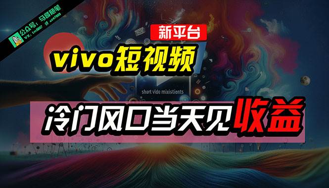 全新平台vivo短视频，新风口AI混剪无脑搬运，冷门风口当天见收益，7天…赚米吧-网创项目资源站-副业项目-创业项目-搞钱项目赚米吧