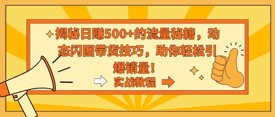 揭秘日赚500+的流量秘籍，动态闪图带货技巧，助你轻松引爆销量！赚米吧-网创项目资源站-副业项目-创业项目-搞钱项目赚米吧