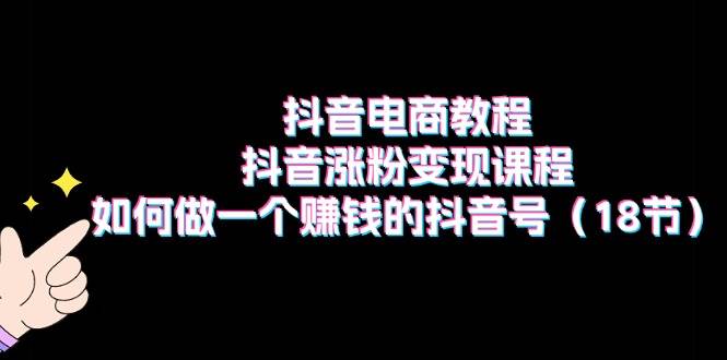 抖音电商教程：抖音涨粉变现课程：如何做一个赚钱的抖音号（18节）赚米吧-网创项目资源站-副业项目-创业项目-搞钱项目赚米吧