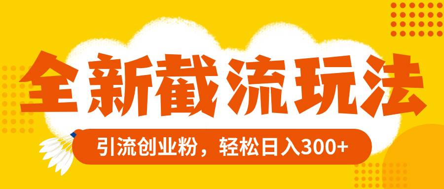全新截流玩法，精准引流创业粉，轻松日入300+赚米吧-网创项目资源站-副业项目-创业项目-搞钱项目赚米吧