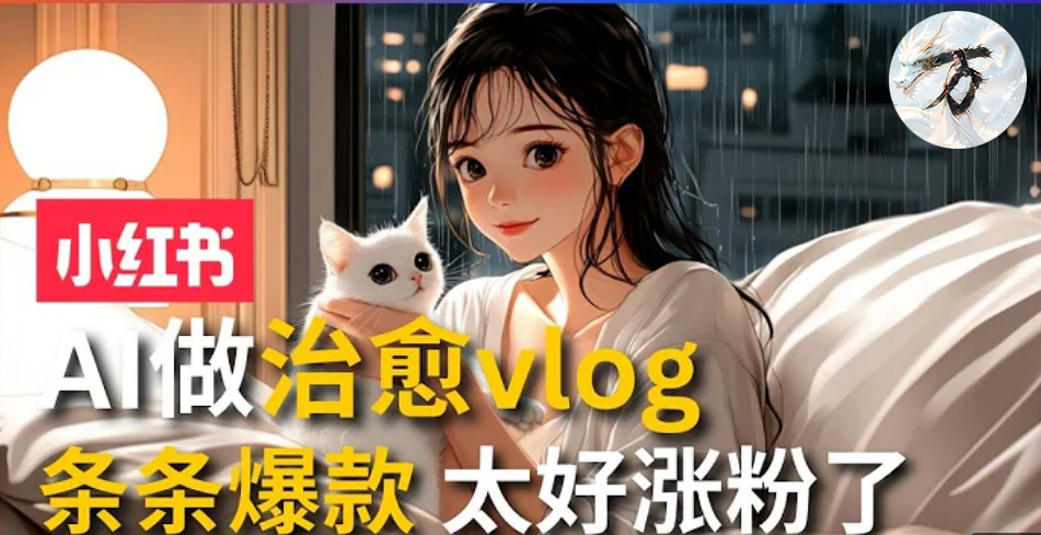 AI治愈系vlog动画视频，小红书7天 涨粉破千，商单报价1500+，0成本制作，日入2000+，有手就会 赚米吧-网创项目资源站-副业项目-创业项目-搞钱项目赚米吧