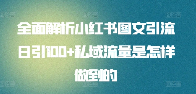 暴力引流 小红书图文引流日引100私域全面拆解【打粉人必看】赚米吧-网创项目资源站-副业项目-创业项目-搞钱项目赚米吧
