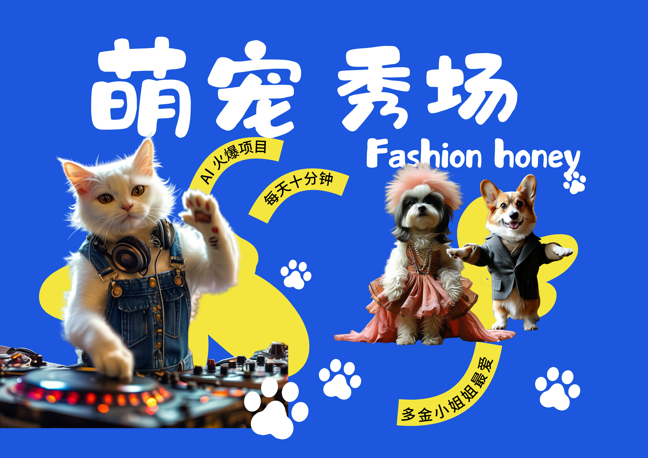酷飒动物跳舞走秀  时尚喵FASHION汪 多金小姐姐最爱的 轻松月入破万赚米吧-网创项目资源站-副业项目-创业项目-搞钱项目赚米吧