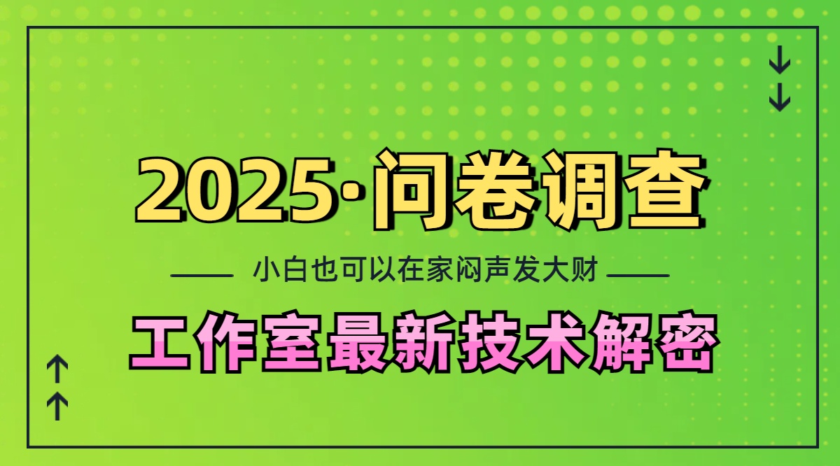 2025《问卷调查》最新工作室技术解密：一个人在家也可以闷声发大财，小白一天200+，可矩阵放大赚米吧-网创项目资源站-副业项目-创业项目-搞钱项目赚米吧