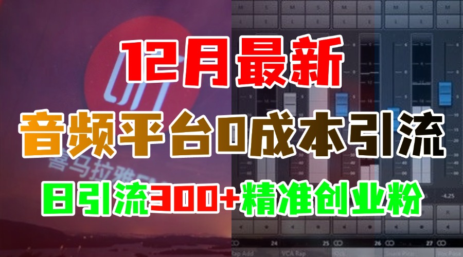 12月最新：音频平台0成本引流，日引300+精准创业粉赚米吧-网创项目资源站-副业项目-创业项目-搞钱项目赚米吧