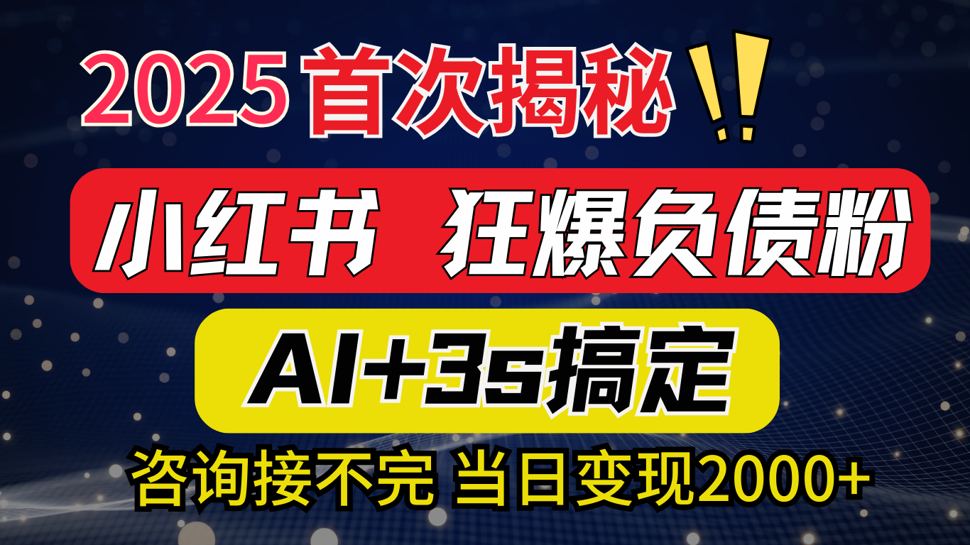2025引流天花板：最新小红书狂暴负债粉思路，咨询接不断，当日入2000+赚米吧-网创项目资源站-副业项目-创业项目-搞钱项目赚米吧