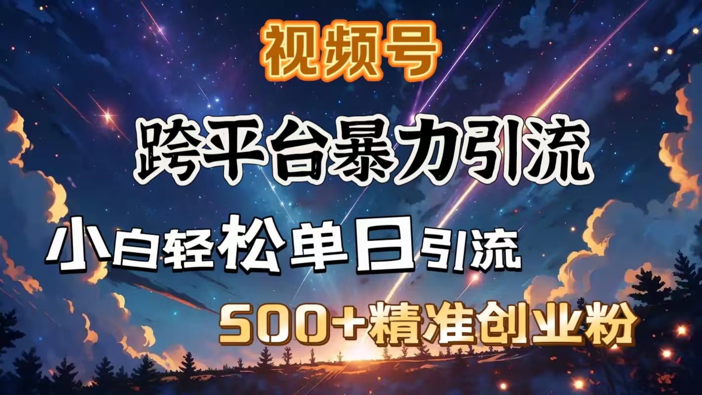 视频号跨平台暴力引流，小白轻松单日引流500＋精准创业粉赚米吧-网创项目资源站-副业项目-创业项目-搞钱项目赚米吧
