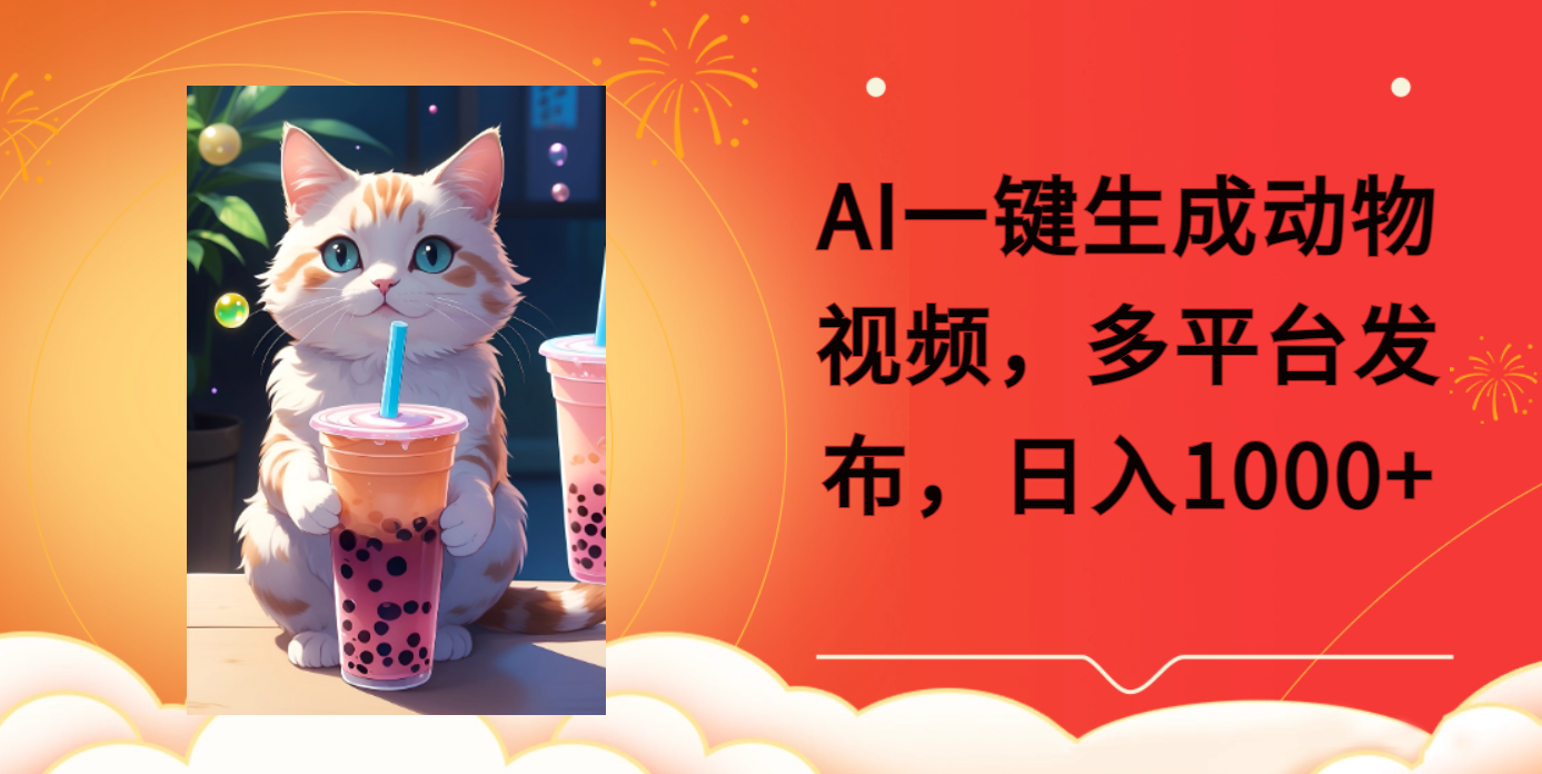 AI一键生成动物搞笑视频，多平台发布，轻松破千万播放，日入2000+赚米吧-网创项目资源站-副业项目-创业项目-搞钱项目赚米吧