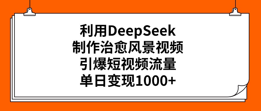 利用DeepSeek制作治愈风景视频，引爆短视频流量，单日变现1000+赚米吧-网创项目资源站-副业项目-创业项目-搞钱项目赚米吧