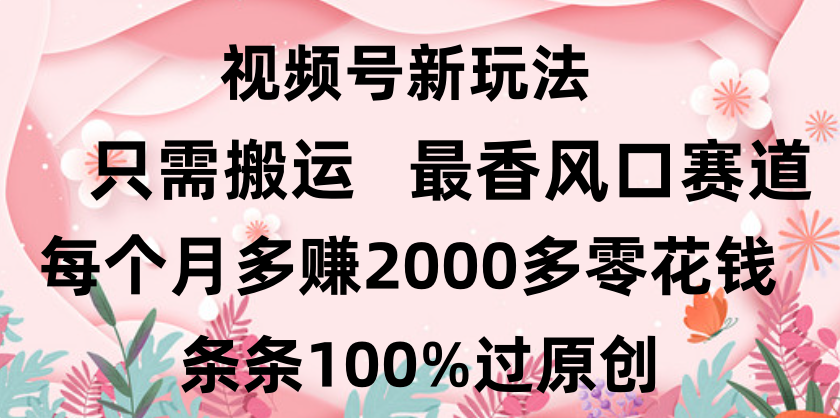 日入2000+，条条100%过原创，视频号最香风口赛道，小白轻松上手赚米吧-网创项目资源站-副业项目-创业项目-搞钱项目赚米吧