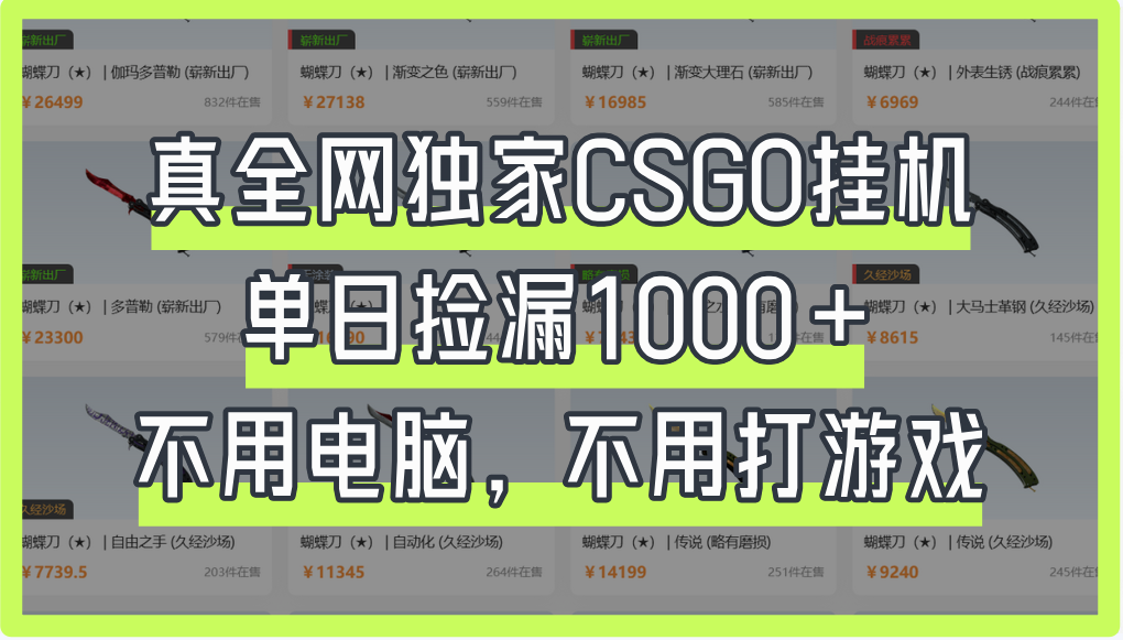 真全网独家CSGO挂机，单日捡漏1000+赚米吧-网创项目资源站-副业项目-创业项目-搞钱项目赚米吧